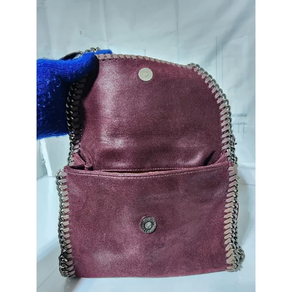 Stella McCartney Faux Leather Falabella Shoulder Bag Burgundy - Picture 10 of 14